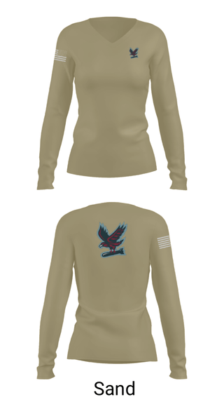 Women's Long Sleeve Vneck Shirt, Hawksquad, Air Force, Teamtime, Team time, sublimation, custom sports apparel, team uniforms, spirit wear, spiritwear, sports uniforms, custom shirts, team store, custom team store, fundraiser sports, apparel fundraiser