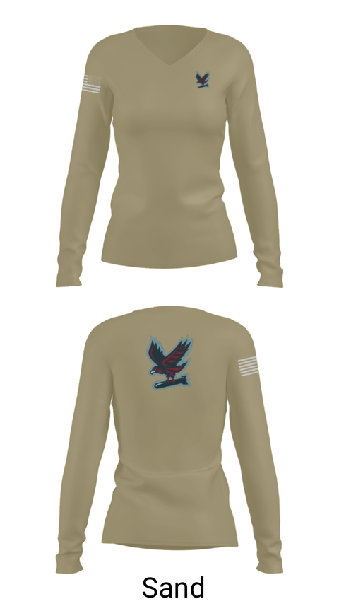 Women's Long Sleeve Vneck Shirt, Hawksquad, Air Force, Teamtime, Team time, sublimation, custom sports apparel, team uniforms, spirit wear, spiritwear, sports uniforms, custom shirts, team store, custom team store, fundraiser sports, apparel fundraiser