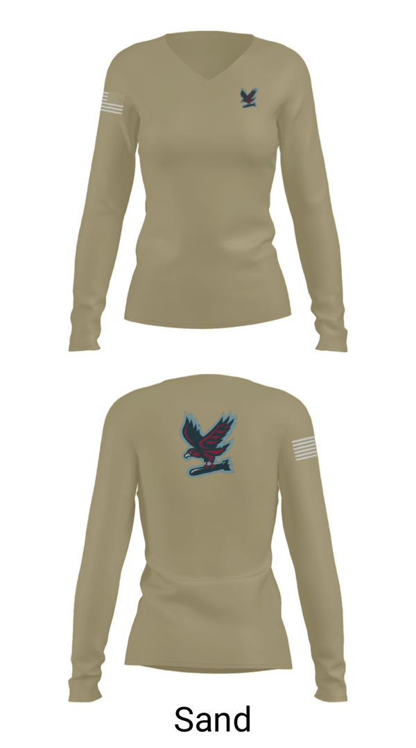 Women's Long Sleeve Vneck Shirt, Hawksquad, Air Force, Teamtime, Team time, sublimation, custom sports apparel, team uniforms, spirit wear, spiritwear, sports uniforms, custom shirts, team store, custom team store, fundraiser sports, apparel fundraiser