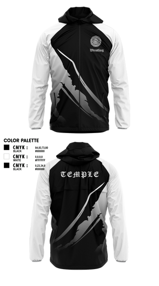 Windbreaker, Temple Wrestling Club, Wrestling, Teamtime, Team time, sublimation, custom sports apparel, team uniforms, spirit wear, spiritwear, sports uniforms, custom shirts, team store, custom team store, fundraiser sports, apparel fundraiser