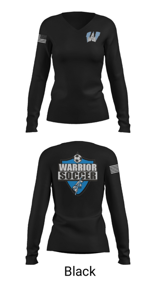 Womens Long Sleeve Vneck Shirt, Willowbrook Warriors, Men's Soccer, Teamtime, Team time, sublimation, custom sports apparel, team uniforms, spirit wear, spiritwear, sports uniforms, custom shirts, team store, custom team store, fundraiser sports, apparel fundraiser