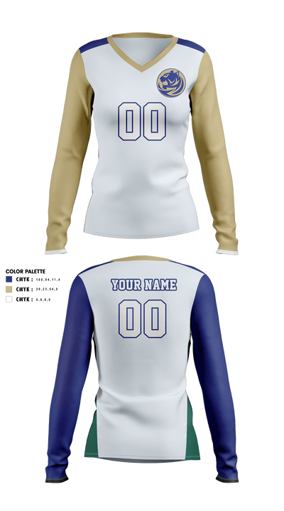 Bradwell Institute Volleyball 8244530 Women's Long Sleeve V-neck Shirt - 1