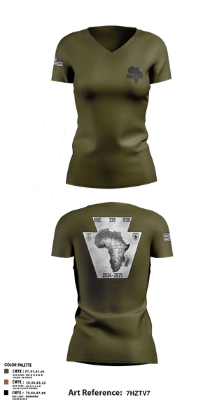 Womens Short Sleeve Vneck Shirt, HHC 328th BSB, National Guard, Teamtime, Team time, sublimation, custom sports apparel, team uniforms, spirit wear, spiritwear, sports uniforms, custom shirts, team store, custom team store, fundraiser sports, apparel fundraiser
