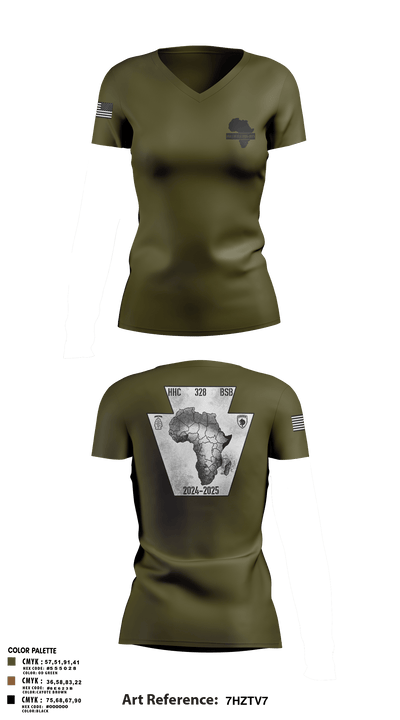 HHC 328th BSB 25119832 Women's Short Sleeve V-neck Shirt - 1