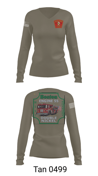 Womens Long Sleeve Vneck Shirt 1, Boston Fire Department Engine 55, , Teamtime, Team time, sublimation, custom sports apparel, team uniforms, spirit wear, spiritwear, sports uniforms, custom shirts, team store, custom team store, fundraiser sports, apparel fundraiser