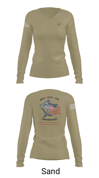 Women's Long Sleeve Vneck Shirt, 465 EVCC, Army, Teamtime, Team time, sublimation, custom sports apparel, team uniforms, spirit wear, spiritwear, sports uniforms, custom shirts, team store, custom team store, fundraiser sports, apparel fundraiser