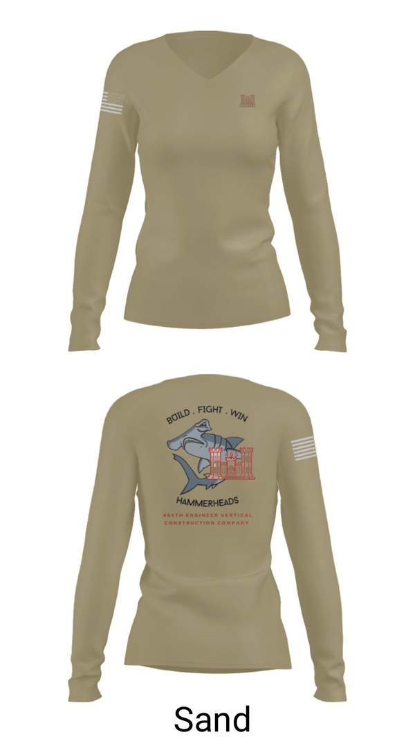 Women's Long Sleeve Vneck Shirt, 465 EVCC, Army, Teamtime, Team time, sublimation, custom sports apparel, team uniforms, spirit wear, spiritwear, sports uniforms, custom shirts, team store, custom team store, fundraiser sports, apparel fundraiser