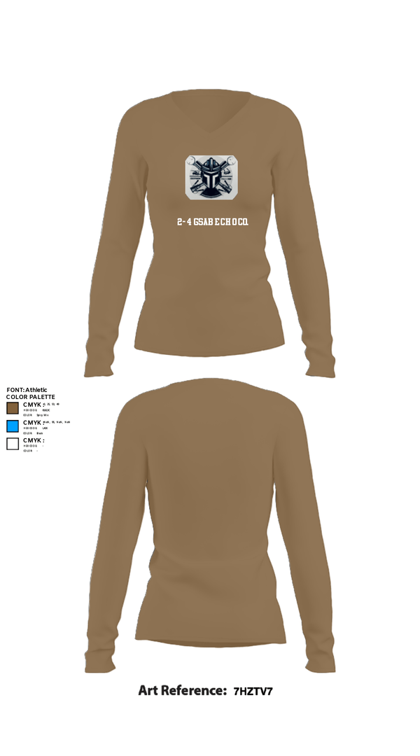 Women's Long Sleeve Vneck Shirt, 2-4 GSAB ECHO CO., Army, Teamtime, Team time, sublimation, custom sports apparel, team uniforms, spirit wear, spiritwear, sports uniforms, custom shirts, team store, custom team store, fundraiser sports, apparel fundraiser