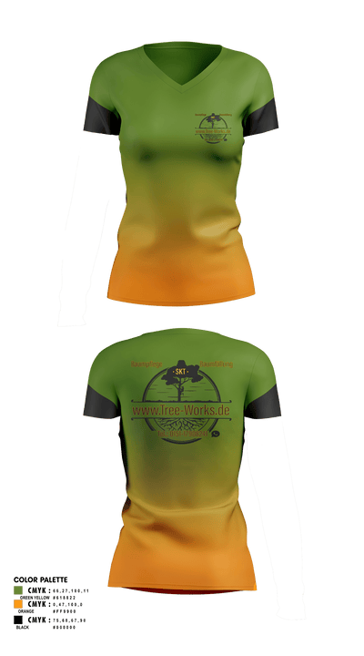 www.Tree-Works.de 32054649 Women's Short Sleeve V-neck Shirt - 1