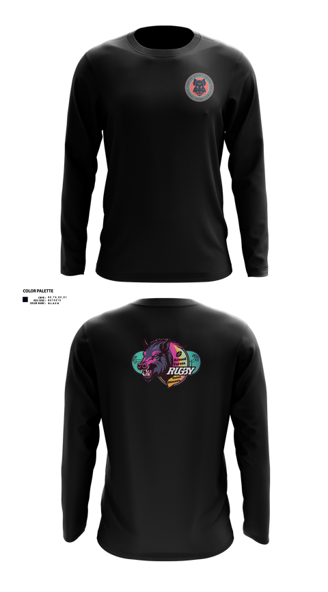 Long Sleeve Performance Shirt, Black Boars, Rugby, Teamtime, Team time, sublimation, custom sports apparel, team uniforms, spirit wear, spiritwear, sports uniforms, custom shirts, team store, custom team store, fundraiser sports, apparel fundraiser