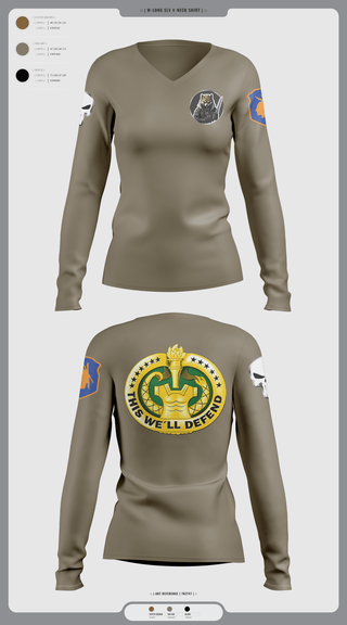 Womens Long Sleeve Vneck Shirt, Fox Co., Army, Teamtime, Team time, sublimation, custom sports apparel, team uniforms, spirit wear, spiritwear, sports uniforms, custom shirts, team store, custom team store, fundraiser sports, apparel fundraiser