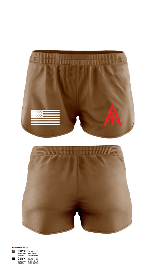 Women's Shorts, A Co. 1-3 AB, Army, Teamtime, Team time, sublimation, custom sports apparel, team uniforms, spirit wear, spiritwear, sports uniforms, custom shirts, team store, custom team store, fundraiser sports, apparel fundraiser