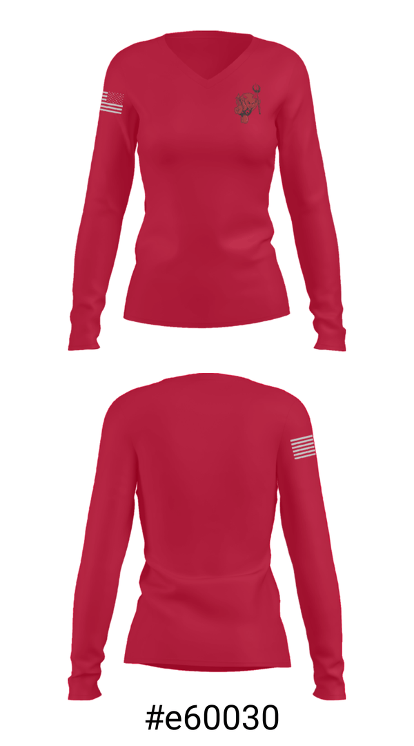 Women's Long Sleeve Vneck Shirt, Coquille Red Devils, Softball, Teamtime, Team time, sublimation, custom sports apparel, team uniforms, spirit wear, spiritwear, sports uniforms, custom shirts, team store, custom team store, fundraiser sports, apparel fundraiser