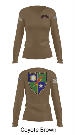 Women's Long Sleeve Vneck Shirt, 75th Ranger Regiment, Army, Teamtime, Team time, sublimation, custom sports apparel, team uniforms, spirit wear, spiritwear, sports uniforms, custom shirts, team store, custom team store, fundraiser sports, apparel fundraiser