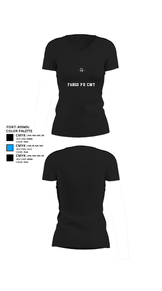 Womens Short Sleeve Vneck Shirt, Fargo PD CMT, Police, Teamtime, Team time, sublimation, custom sports apparel, team uniforms, spirit wear, spiritwear, sports uniforms, custom shirts, team store, custom team store, fundraiser sports, apparel fundraiser