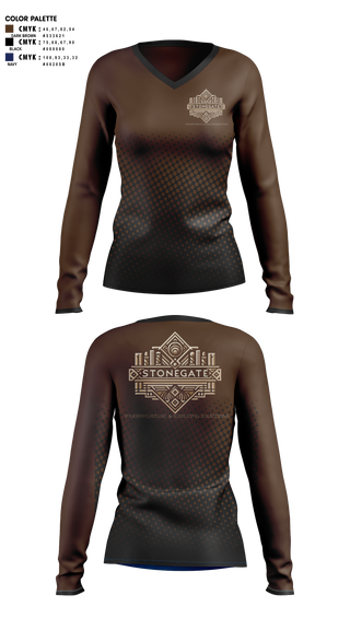 Womens Long Sleeve Vneck Shirt, STONEGATE, , Teamtime, Team time, sublimation, custom sports apparel, team uniforms, spirit wear, spiritwear, sports uniforms, custom shirts, team store, custom team store, fundraiser sports, apparel fundraiser