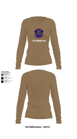 Womens Long Sleeve Vneck Shirt, Detachment 035, Air Force, Teamtime, Team time, sublimation, custom sports apparel, team uniforms, spirit wear, spiritwear, sports uniforms, custom shirts, team store, custom team store, fundraiser sports, apparel fundraiser