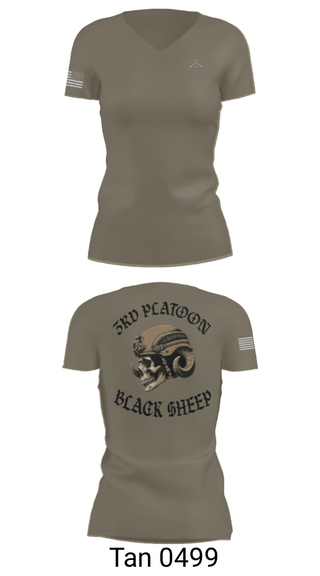 Women's Short Sleeve Vneck Shirt, 3rd PLT Black Sheep, Army, Teamtime, Team time, sublimation, custom sports apparel, team uniforms, spirit wear, spiritwear, sports uniforms, custom shirts, team store, custom team store, fundraiser sports, apparel fundraiser