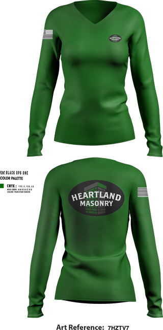 Womens Long Sleeve Vneck Shirt, Heartland masonry, , Teamtime, Team time, sublimation, custom sports apparel, team uniforms, spirit wear, spiritwear, sports uniforms, custom shirts, team store, custom team store, fundraiser sports, apparel fundraiser