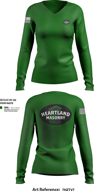 Heartland masonry 17058067 Women's Long Sleeve V-neck Shirt - 251