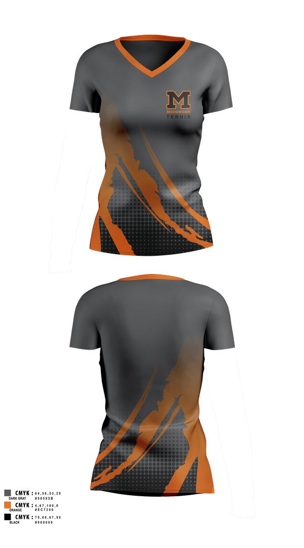 Womens Short Sleeve Vneck Shirt, Girls Tennis McDonogh School, Tennis, Teamtime, Team time, sublimation, custom sports apparel, team uniforms, spirit wear, spiritwear, sports uniforms, custom shirts, team store, custom team store, fundraiser sports, apparel fundraiser
