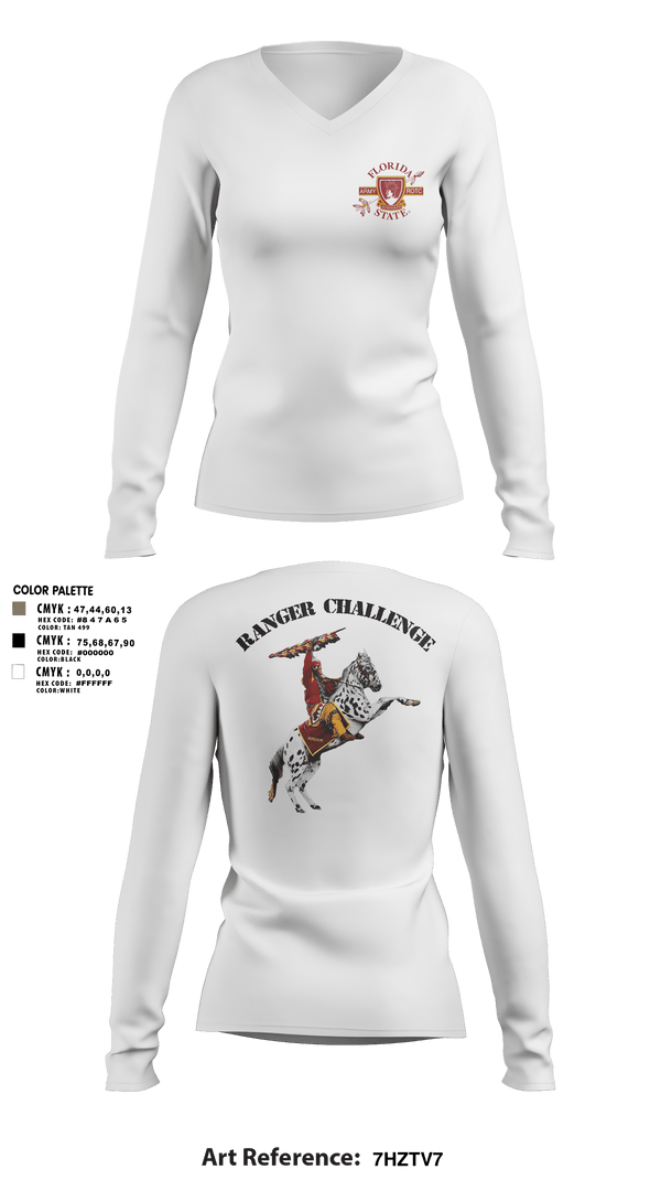 Women's Long Sleeve Vneck Shirt, FSU ROTC, Army, Teamtime, Team time, sublimation, custom sports apparel, team uniforms, spirit wear, spiritwear, sports uniforms, custom shirts, team store, custom team store, fundraiser sports, apparel fundraiser