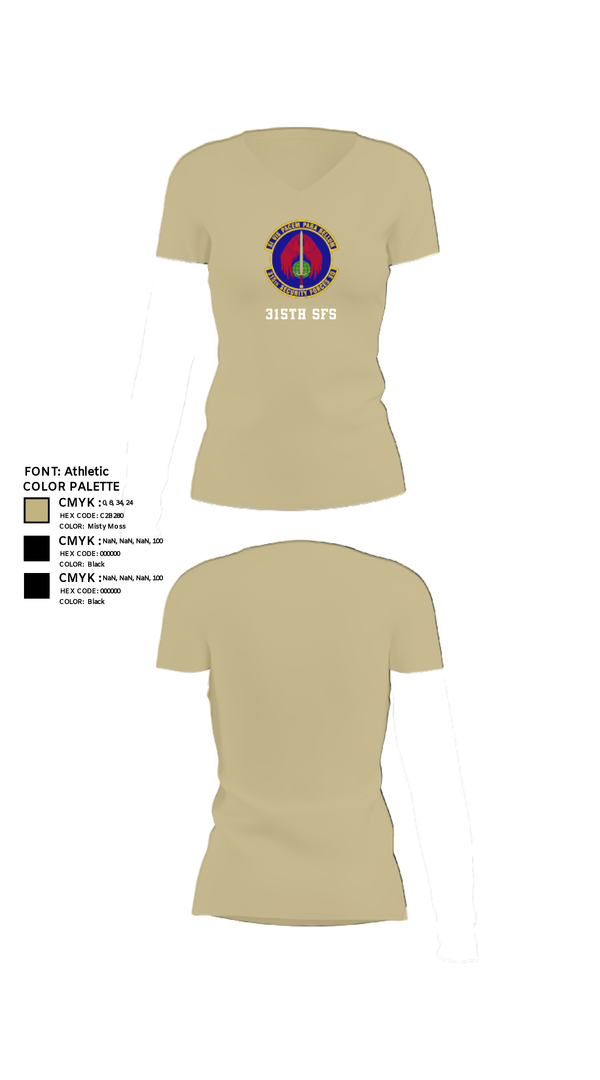 Women's Short Sleeve Vneck Shirt, 315th SFS, Air Force, Teamtime, Team time, sublimation, custom sports apparel, team uniforms, spirit wear, spiritwear, sports uniforms, custom shirts, team store, custom team store, fundraiser sports, apparel fundraiser