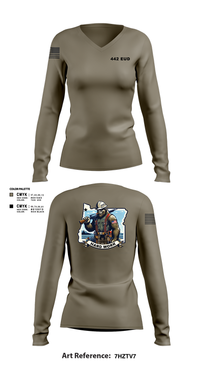 442 EUD 43184922 Women's Long Sleeve V-neck Shirt - 182