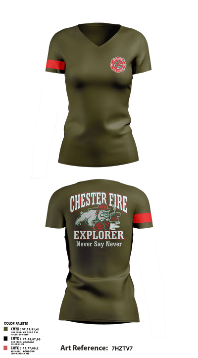 Chester fire explorers 87752590 Women's Short Sleeve V-neck Shirt - 5