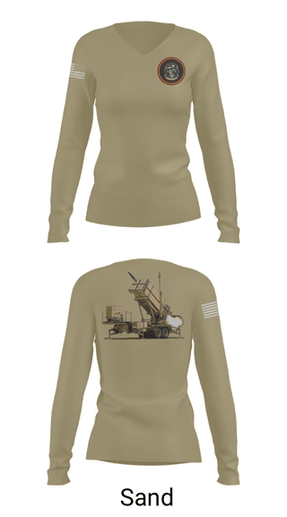 Womens Long Sleeve Vneck Shirt, Bravo 5-7 ADA, Army, Teamtime, Team time, sublimation, custom sports apparel, team uniforms, spirit wear, spiritwear, sports uniforms, custom shirts, team store, custom team store, fundraiser sports, apparel fundraiser