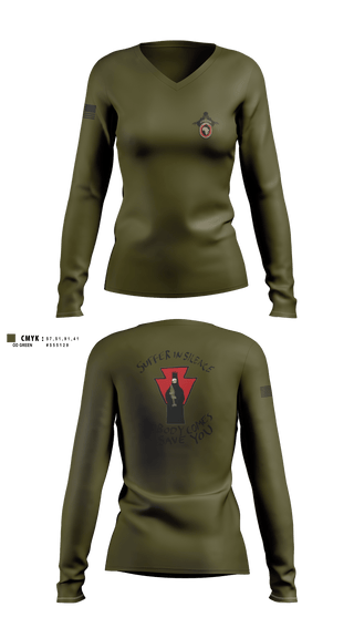 Women's Long Sleeve Vneck Shirt, 1-111 MTR renew1-111 SkinWalker renew, National Guard, Teamtime, Team time, sublimation, custom sports apparel, team uniforms, spirit wear, spiritwear, sports uniforms, custom shirts, team store, custom team store, fundraiser sports, apparel fundraiser