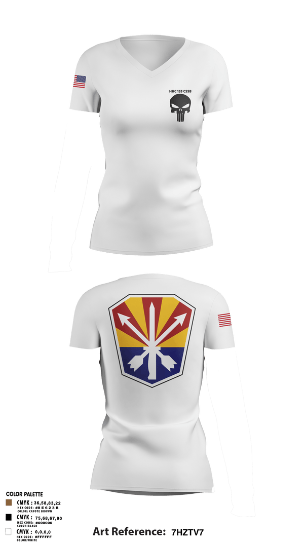 Women's Short Sleeve Vneck Shirt, HHC 153 CSSB, National Guard, Teamtime, Team time, sublimation, custom sports apparel, team uniforms, spirit wear, spiritwear, sports uniforms, custom shirts, team store, custom team store, fundraiser sports, apparel fundraiser