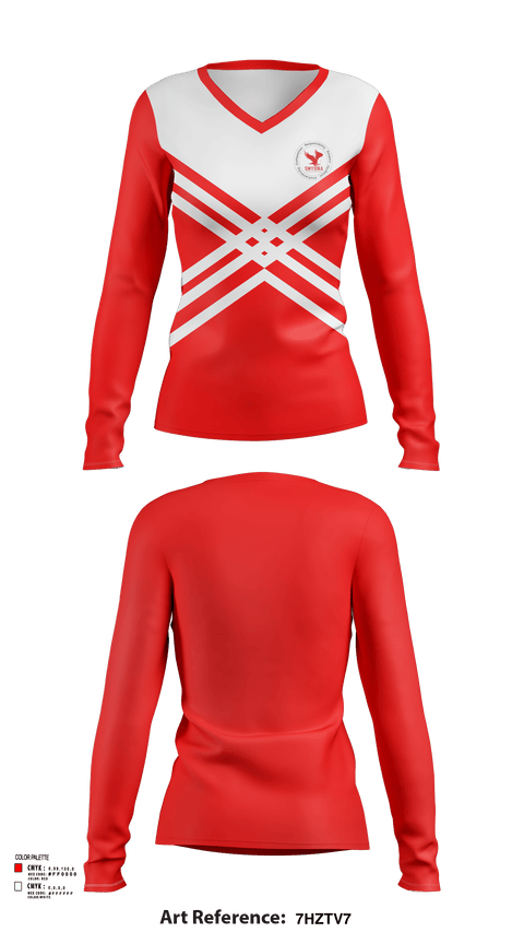 Womens Long Sleeve Vneck Shirt, Smyrna Middle School Cheer, Cheer, Teamtime, Team time, sublimation, custom sports apparel, team uniforms, spirit wear, spiritwear, sports uniforms, custom shirts, team store, custom team store, fundraiser sports, apparel fundraiser