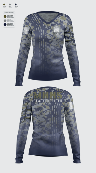 Women's Long Sleeve Vneck Shirt, Mohawk Hudson Humane Society, Law Enforcement Division, Police, Teamtime, Team time, sublimation, custom sports apparel, team uniforms, spirit wear, spiritwear, sports uniforms, custom shirts, team store, custom team store, fundraiser sports, apparel fundraiser
