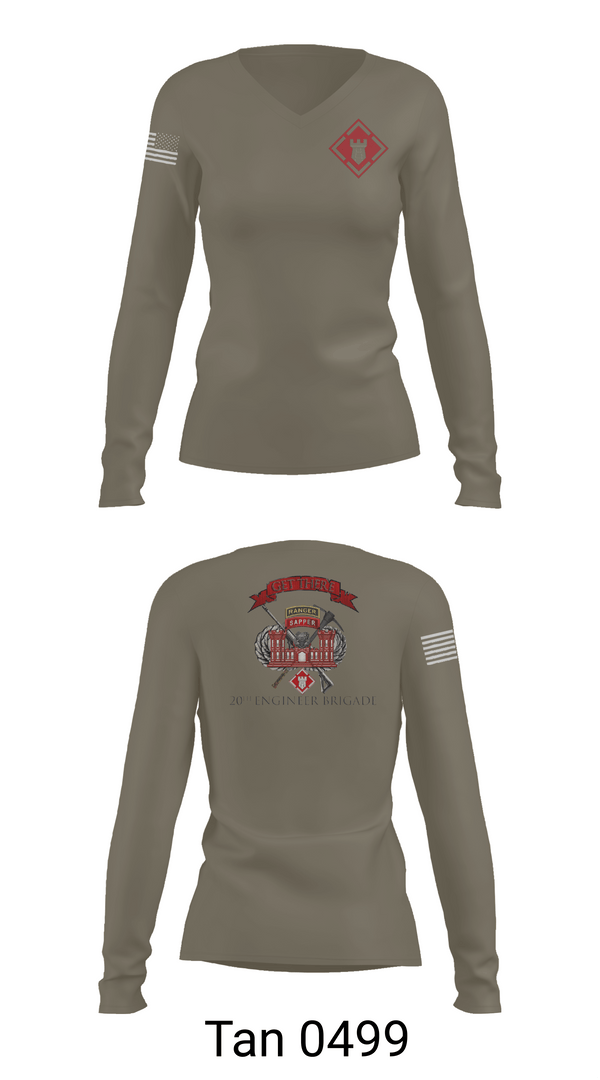 Womens Long Sleeve Vneck Shirt, 264 EN CO, Army, Teamtime, Team time, sublimation, custom sports apparel, team uniforms, spirit wear, spiritwear, sports uniforms, custom shirts, team store, custom team store, fundraiser sports, apparel fundraiser