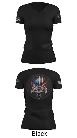 Womens Short Sleeve Vneck Shirt, BATTLEFIELD TO BACKCOUNTRY, , Teamtime, Team time, sublimation, custom sports apparel, team uniforms, spirit wear, spiritwear, sports uniforms, custom shirts, team store, custom team store, fundraiser sports, apparel fundraiser