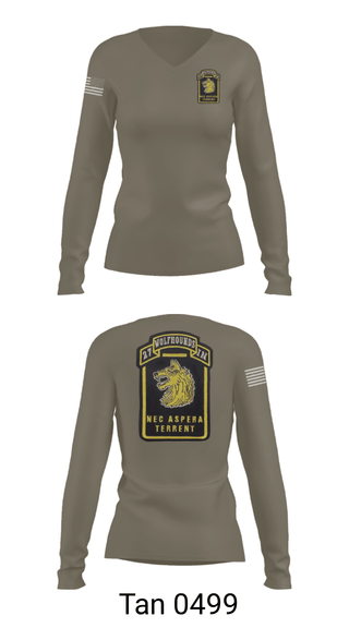 Womens Long Sleeve Vneck Shirt, Wolfhounds, Army, Teamtime, Team time, sublimation, custom sports apparel, team uniforms, spirit wear, spiritwear, sports uniforms, custom shirts, team store, custom team store, fundraiser sports, apparel fundraiser