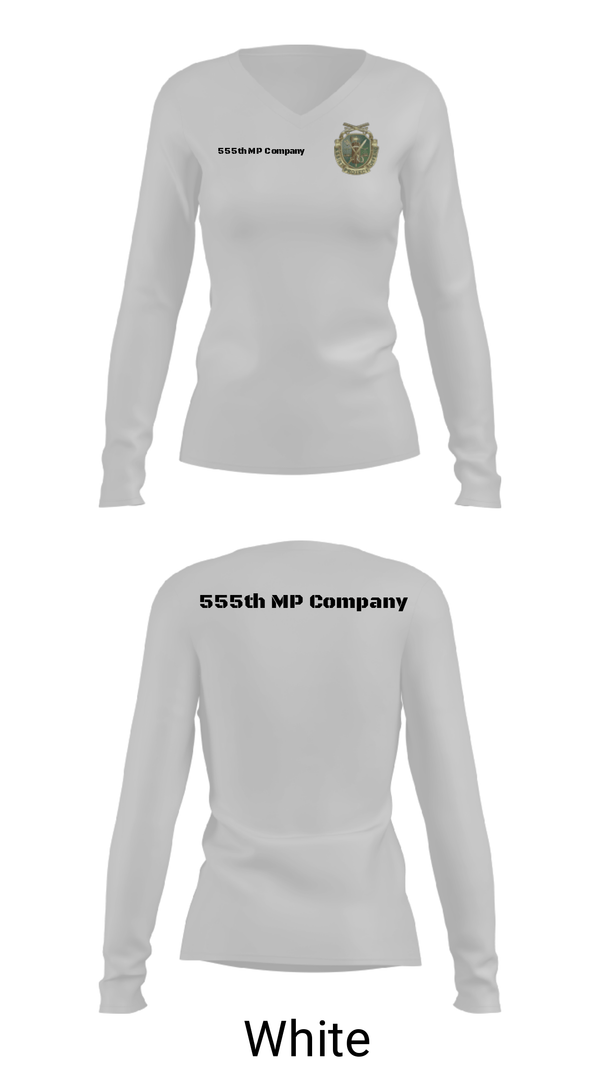 Women's Long Sleeve Vneck Shirt, 555th MP Company, Army, Teamtime, Team time, sublimation, custom sports apparel, team uniforms, spirit wear, spiritwear, sports uniforms, custom shirts, team store, custom team store, fundraiser sports, apparel fundraiser