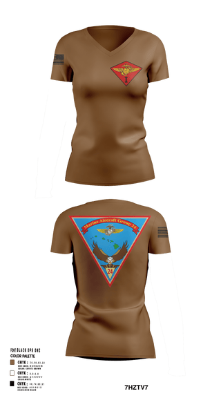 Womens Short Sleeve Vneck Shirt, Marine Air Group 24, Marines, Teamtime, Team time, sublimation, custom sports apparel, team uniforms, spirit wear, spiritwear, sports uniforms, custom shirts, team store, custom team store, fundraiser sports, apparel fundraiser