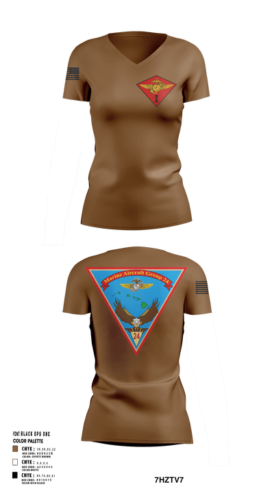 Marine Air Group 24 32391498 Women's Short Sleeve V-neck Shirt - 122