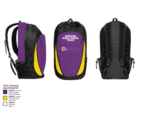 Gear Bag, Robinson Middle School Track, Track & Field, Teamtime, Team time, sublimation, custom sports apparel, team uniforms, spirit wear, spiritwear, sports uniforms, custom shirts, team store, custom team store, fundraiser sports, apparel fundraiser