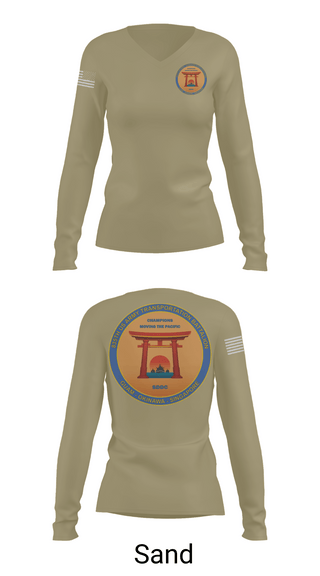 Womens Long Sleeve Vneck Shirt 1, 835th Transportation BN, Army, Teamtime, Team time, sublimation, custom sports apparel, team uniforms, spirit wear, spiritwear, sports uniforms, custom shirts, team store, custom team store, fundraiser sports, apparel fundraiser