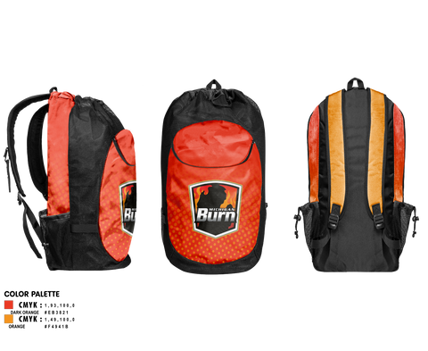 Gear Bag, Michigan Burn, Men's Soccer, Teamtime, Team time, sublimation, custom sports apparel, team uniforms, spirit wear, spiritwear, sports uniforms, custom shirts, team store, custom team store, fundraiser sports, apparel fundraiser