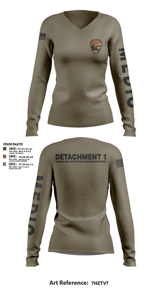 Womens Long Sleeve Vneck Shirt, Detachment 1, Air Force, Teamtime, Team time, sublimation, custom sports apparel, team uniforms, spirit wear, spiritwear, sports uniforms, custom shirts, team store, custom team store, fundraiser sports, apparel fundraiser
