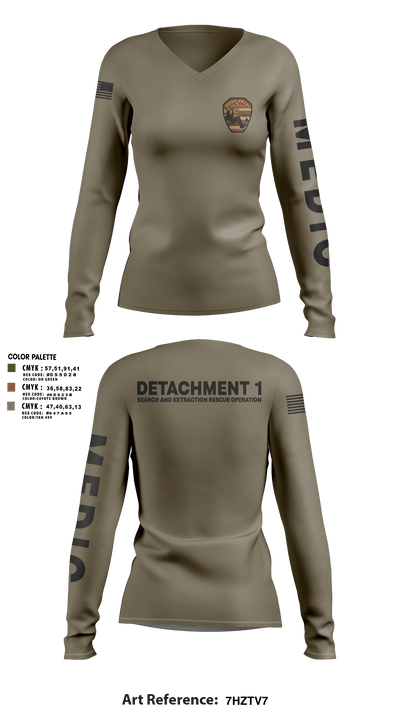 Detachment 1 27221981 Women's Long Sleeve V-neck Shirt - 12