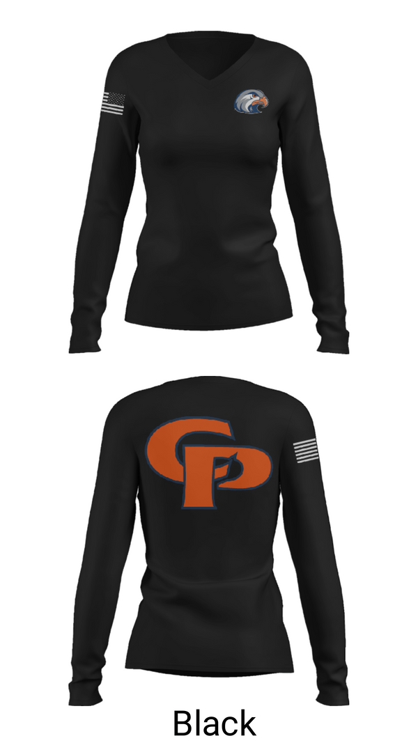 Women's Long Sleeve Vneck Shirt, College Place High School Cross Country, Cross Country, Teamtime, Team time, sublimation, custom sports apparel, team uniforms, spirit wear, spiritwear, sports uniforms, custom shirts, team store, custom team store, fundraiser sports, apparel fundraiser