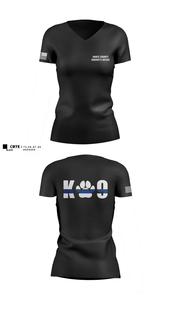 Womens Short Sleeve Vneck Shirt, Vance County Sheriff's Office  K9 Unit, Police, Teamtime, Team time, sublimation, custom sports apparel, team uniforms, spirit wear, spiritwear, sports uniforms, custom shirts, team store, custom team store, fundraiser sports, apparel fundraiser