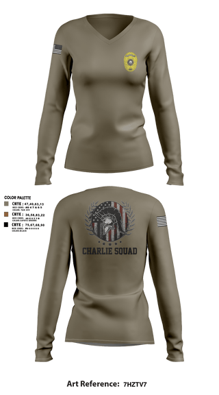 Womens Long Sleeve Vneck Shirt, Charlie SquadCharlie SquadCNT (Crisis Negotiation Team), Police, Teamtime, Team time, sublimation, custom sports apparel, team uniforms, spirit wear, spiritwear, sports uniforms, custom shirts, team store, custom team store, fundraiser sports, apparel fundraiser