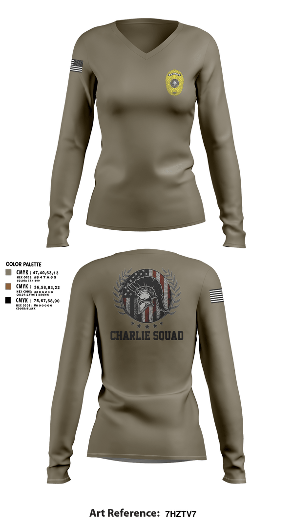Womens Long Sleeve Vneck Shirt, Charlie SquadCharlie SquadCNT (Crisis Negotiation Team), Police, Teamtime, Team time, sublimation, custom sports apparel, team uniforms, spirit wear, spiritwear, sports uniforms, custom shirts, team store, custom team store, fundraiser sports, apparel fundraiser