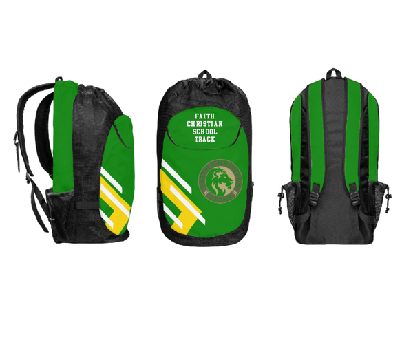 Gear Bag, Faith Christian School Track, Track & Field, Teamtime, Team time, sublimation, custom sports apparel, team uniforms, spirit wear, spiritwear, sports uniforms, custom shirts, team store, custom team store, fundraiser sports, apparel fundraiser